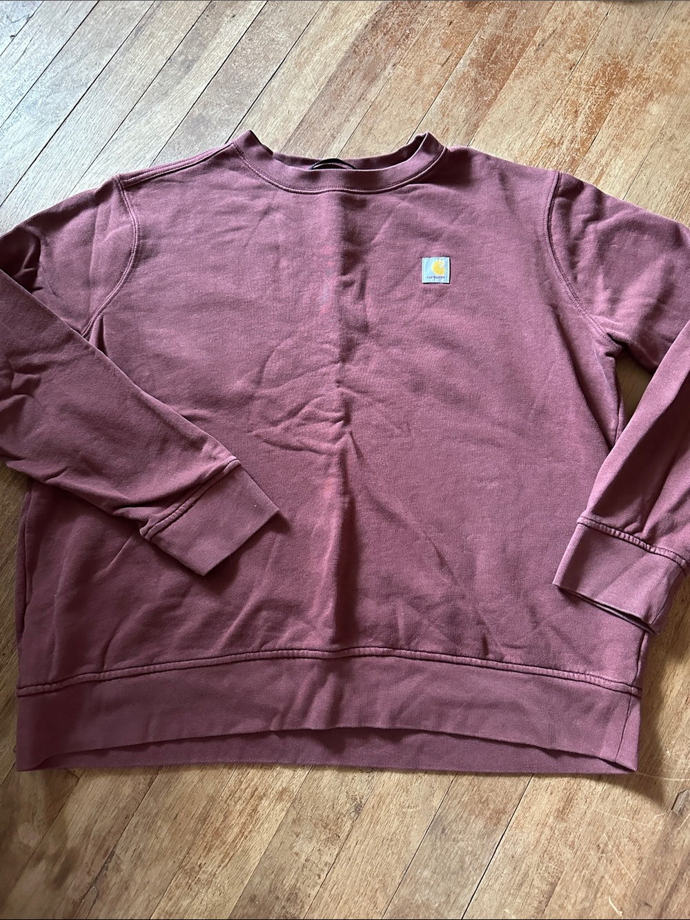 Carhartt Rose-Mauve Long Sleeve Terry Shirt with Logo Patch - Size L